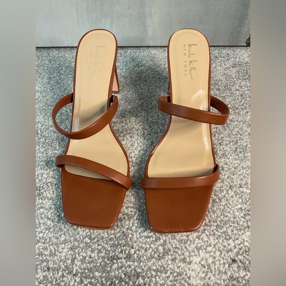 Nicole Miller Memo Double Band, Square-toe, Heeled Sandals - Size 10 (NWOB) - Picture 4 of 10